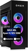 HP OMEN MAX 45L Gaming Desktop PC (AMD Ryzen 9 9900X3D, GeForce RTX 5090 32GB GDDR7, 64GB DDR5, 4TB SSD, RGB Fans, 360mm AIO, 1200W PSU, WiFi 7, Bluetooth 5.4, RJ-45, Win 11 Pro)