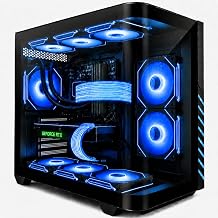 Gaming מחשב שולחני מחשב מקורר נוזלי מעבד 12 ליבות, GeForce RTX 4060 GDDR6, 64GB RAM, 512GB NVMe SSD + 1TB HDD, WiFi 6 & BT 5.4, 7× ARGB מאווררים, 650W PSU, Windows 11 (שחור)