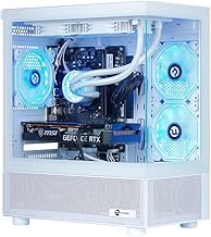 מחשב שולחני גיימינג NINGMEI, מחשב שולחני גיימינג Ryzen 7 5700X, זיכרון RAM 32GB 1TB NVMe SSD, GeForce RTX 5060 8GB, מחשב Tower בנוי מראש עם קירור נוזלי, 650W PSU, Windows 11 Home, לבן