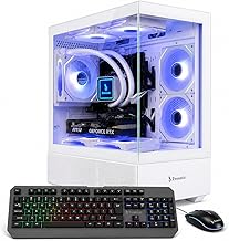 Gaming מחשב שולחני מחשב מקורר נוזלי מעבד 12 ליבות, GeForce RTX 4060 GDDR6, 64GB RAM, 512GB NVMe SSD + 1TB HDD, WiFi 6 & BT 5.4, 7× ARGB מאווררים, 650W PSU, Windows 11